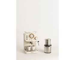 CREATE - Pack THERA RETRO Express-koffiezetapparaat + MILL PRO koffie- en kruidenmolen - Gebroken wit