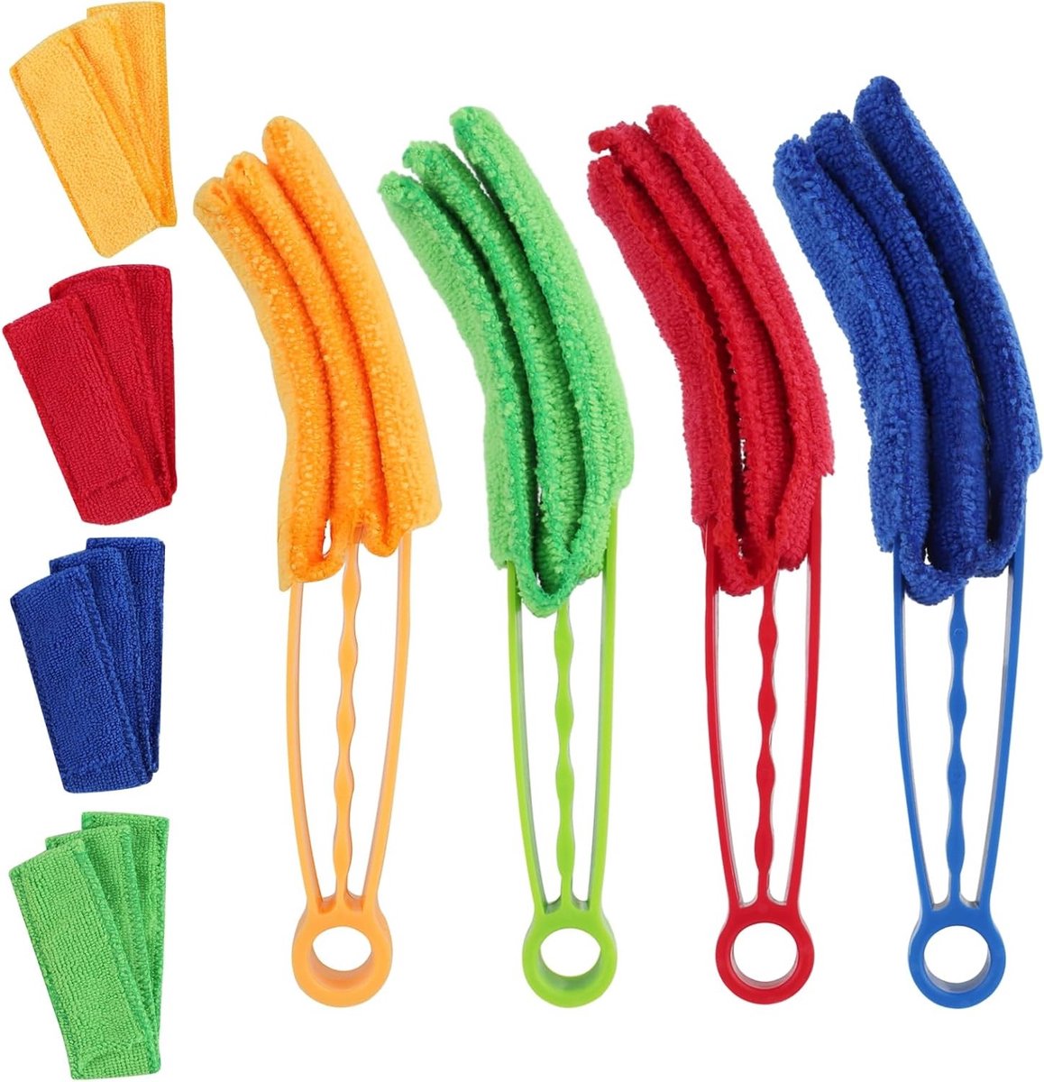 Set van 4 Stuks Blindschoonmaakset met Dubbelzijdige Duster en Borstel, Radiatorreiniger en Microvezelhoes voor Effectieve Reiniging