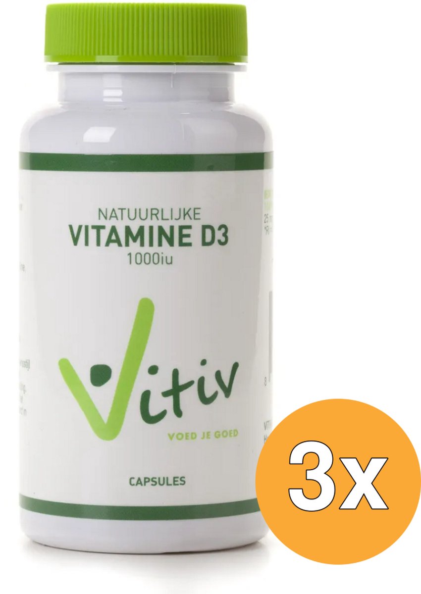 3x Vitiv Vitamine D3 1000Iu (360 capsules)