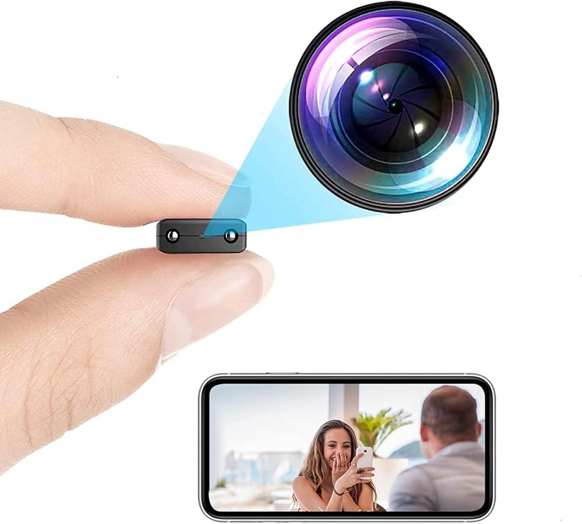 Mini Camera – Ultra Dunne Kleine Camera – 1080P HD Nachtzicht Groothoek Nanny Cam – Ondersteunt APP Realtime voor Thuis en Kantoor （Geen SD-kaart）