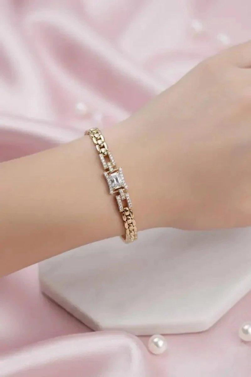 Dorvina 14K Goudkleurig Zirkonia Vierkante Steen CM Dames Armband Verkleurt Niet | Stijlvol en Duurzaam Sieraad