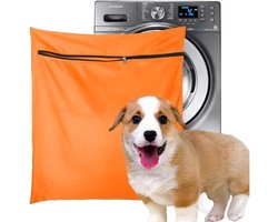 WiseGoods Luxe Huisdieren Waszak 70x80 Met Rits - Grote Polyester Waszak Tegen Dieren Haren - Honden / Katten / Paarden - Oranje