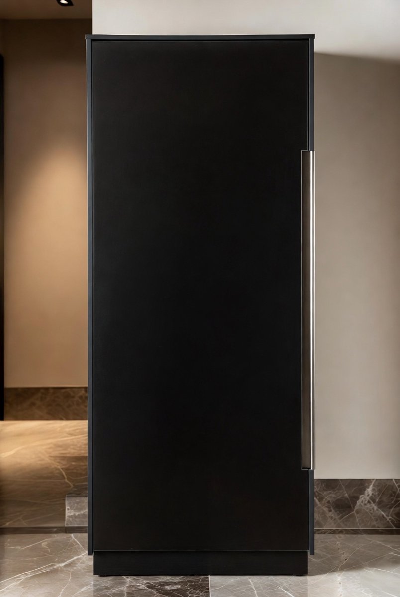 SlimLine Smalle Hoge Opbergkast met Deuren – Multifunctionele Kast 40x35x182 cm – 5 Vakken Kledingkast / Boekenkast voor Slaapkamer, Woonkamer & Kantoor – ZwartMobili Bella