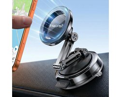 Verstelbare Magneet Autohouder met Zuignap voor Dashboard en Voorruit, 360° Rotatie en Vervangbare Zuignap voor iPhone 17-12 Pro Max Plus