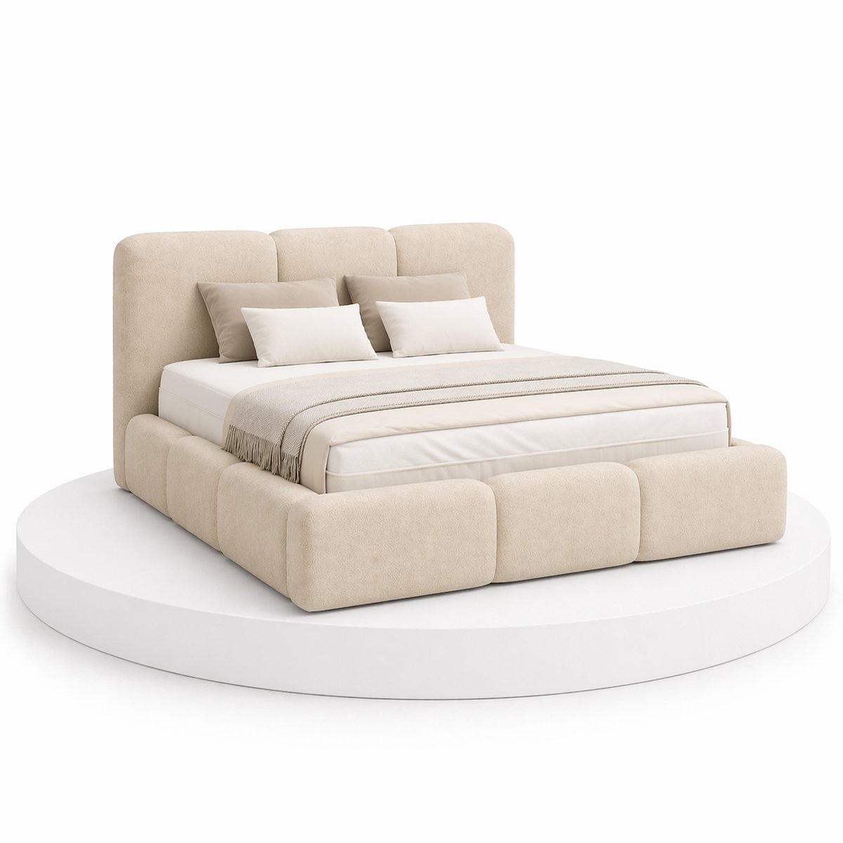 BalBedden Japandi Bed Hikari - 160x220 Compleet - Boxspring met opbergruimte - Beige - BalBedden