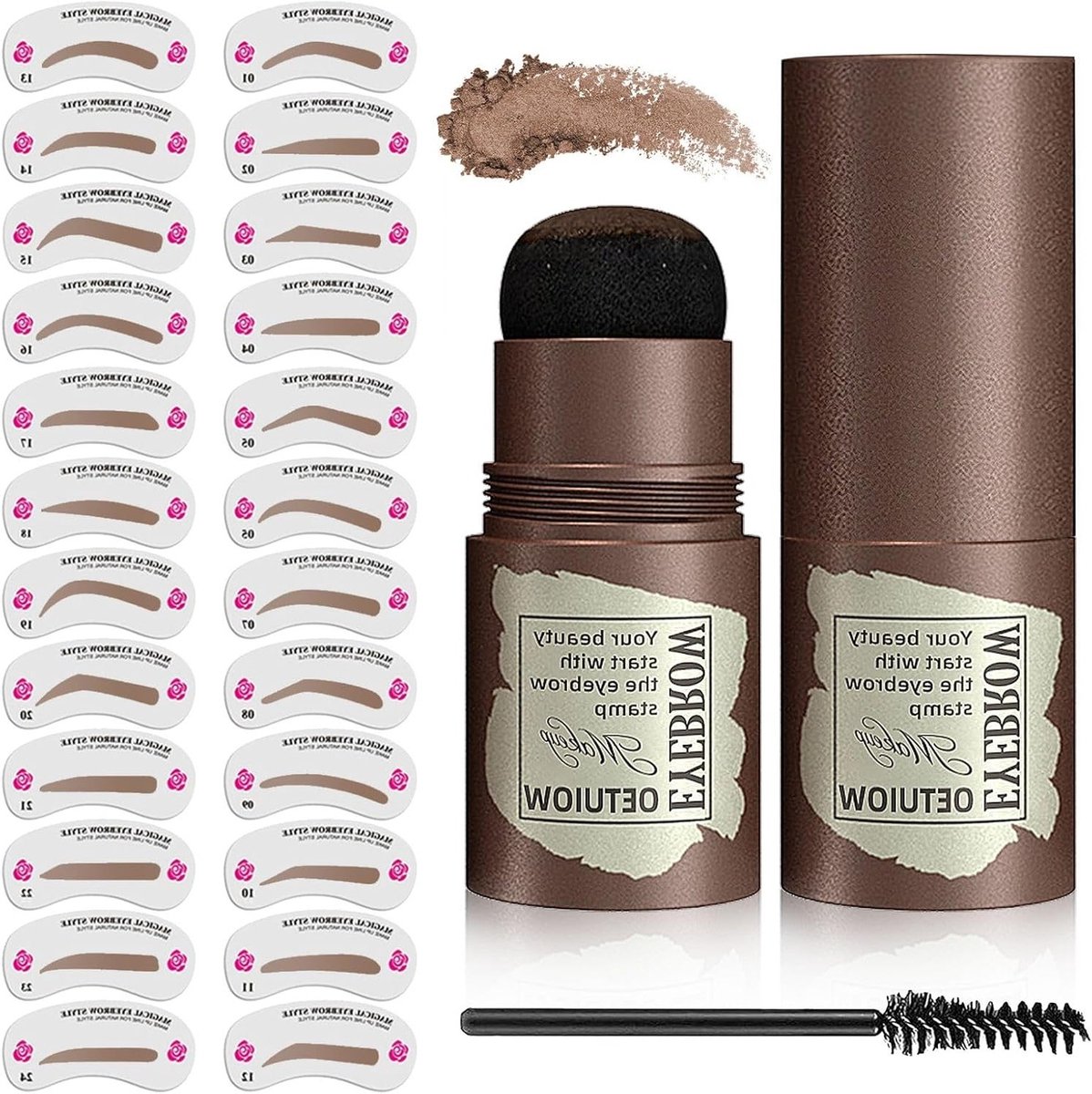 24 Stuks Oogbrauw Sjablonen en Oogbrauw Gel Set voor Perfecte Oogbrows en Make-up Tips