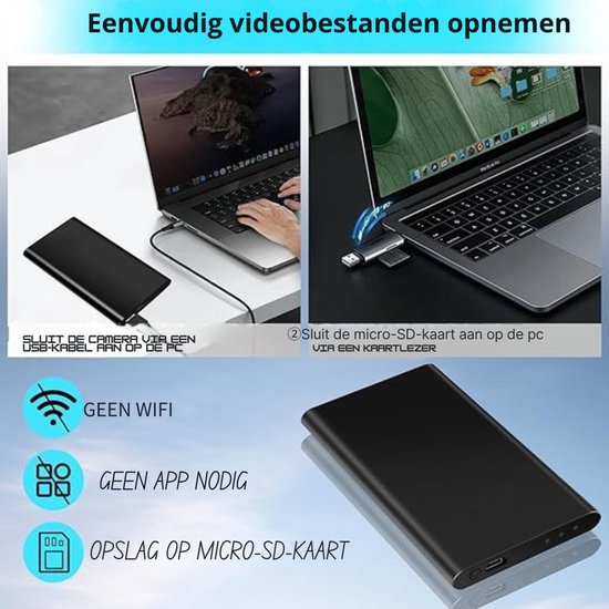 Thuys - Mini-bewakingscamera, HD 1080p, draagbare powerbank, bewakingscamera, mini-camera met accu, 5000 mAh, met nachtzicht en 3-in-1 oplaadkabel voor het opladen van mobiele apparaten van Merkloos — afbeelding 4