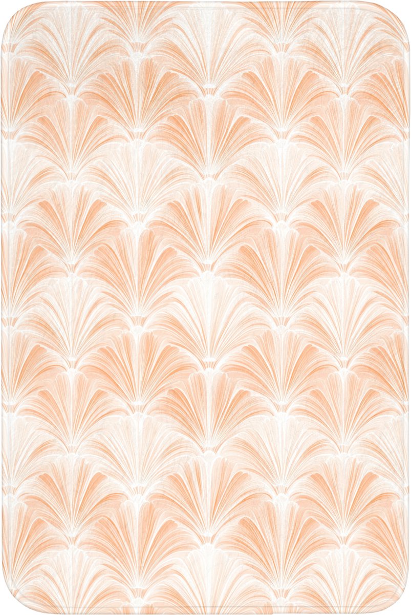 WC mat 60x90 cm - Antislip - Waaier - Patroon - Perzik - Toiletmat - Vloermat - Douchemat