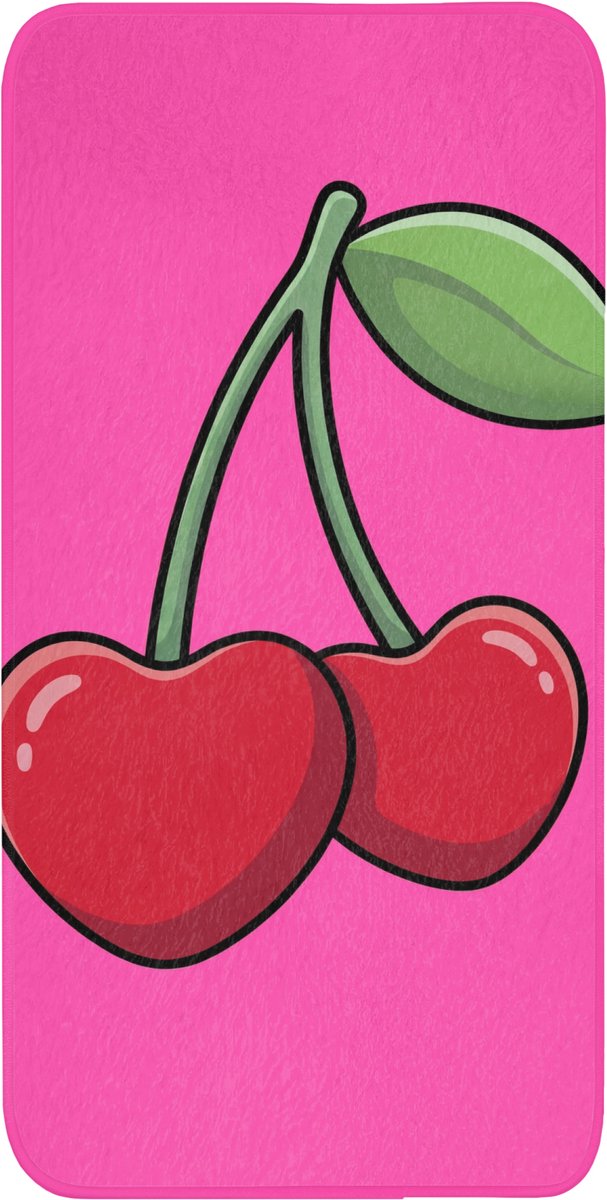 Badmat 60x120 cm - Antislip - Kers - Roze - Fruit - Badmatten voor badkamer - Badkamermat - Douchemat - Badkamer mat