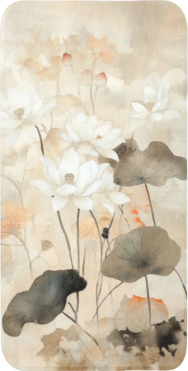 Badmat 60x120 cm - Antislip - Bloemen - Japandi - Wabi sabi - Badmatten voor badkamer - Badkamermat - Douchemat - Badkamer mat