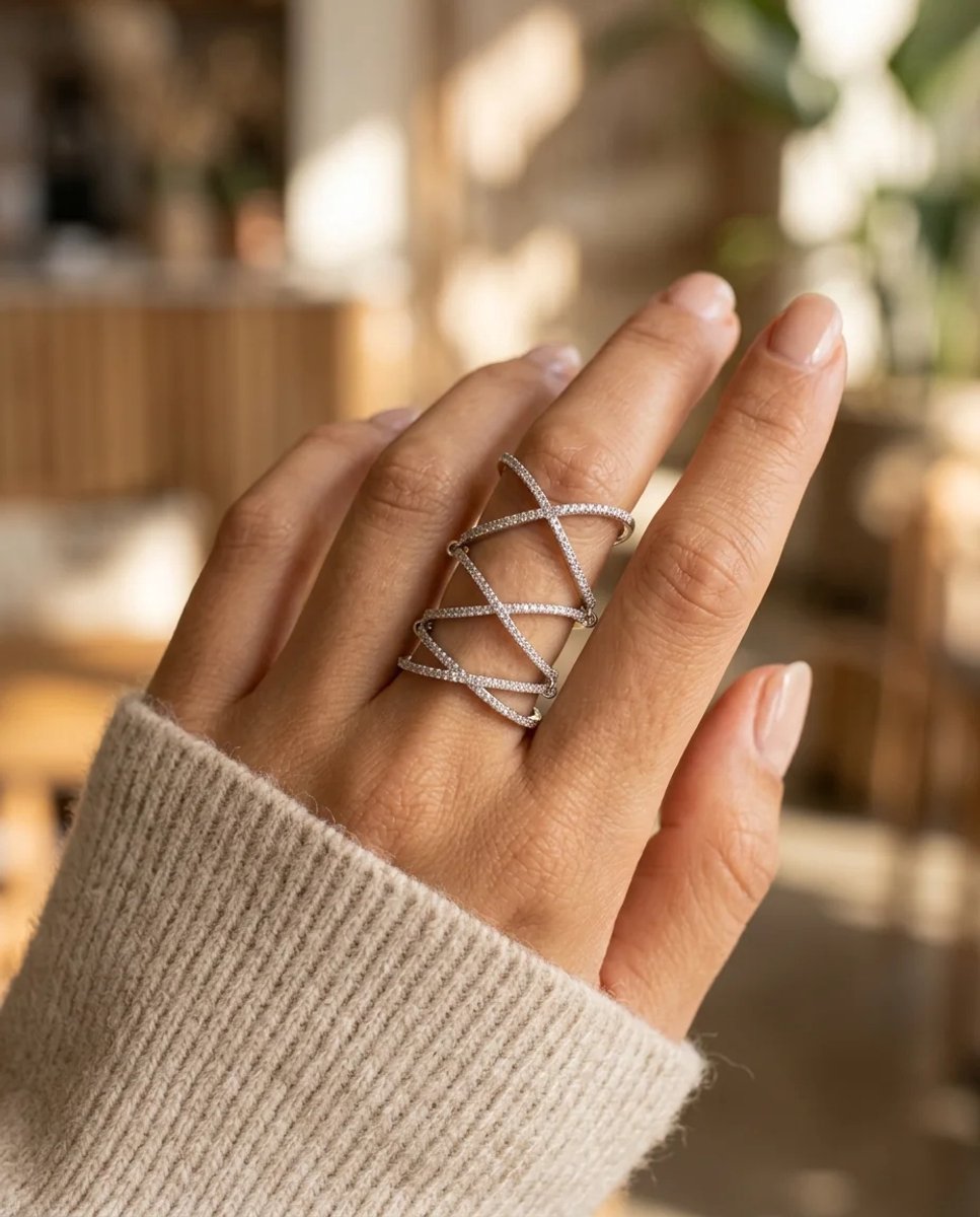 Dorvina Messing Dames Ring VIP Zilverkleurig Zirkonia Parmak Aksesuari Verstelbaar Vintage Dames Ring