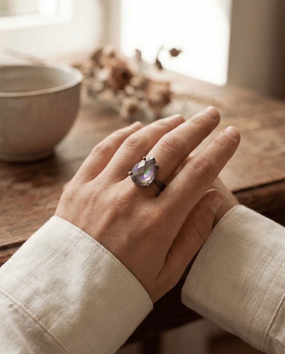 Dorvina Bronzen Sieraad Authentiek Kleur Kleurveranderend His Steen Damla Model Verstelbaar Vintage Dames Ring