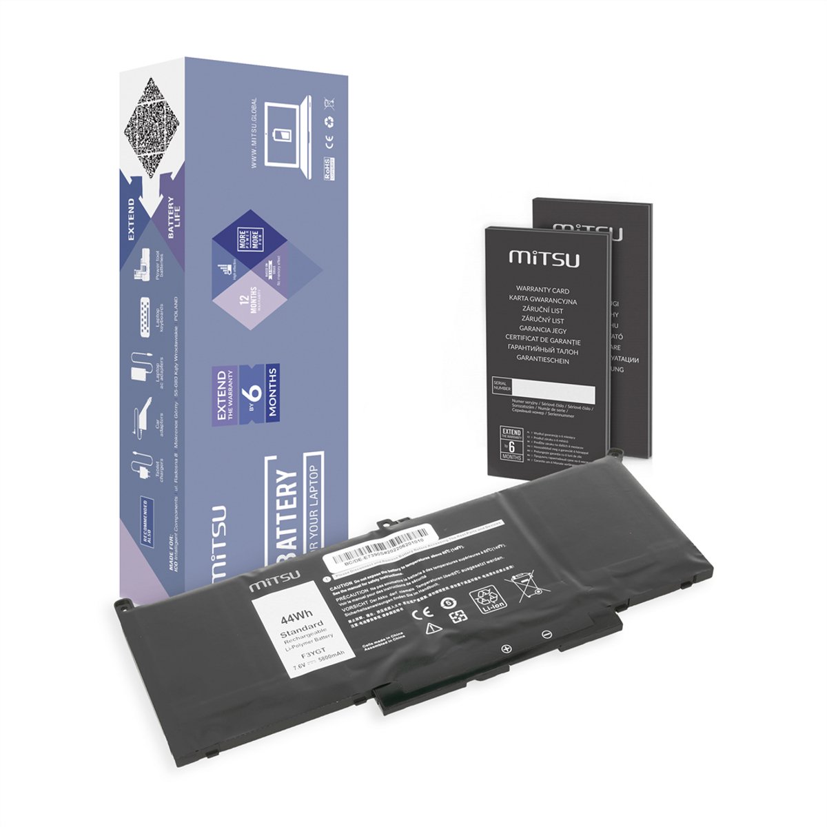 Mitsu - Latitude Serie - Bateria voor Dell - MYJ96