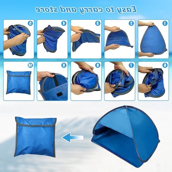 Mini-hoofdtent pop-up strandtent met zonwering voor outdoor strand - draagbaar en compact van Merkloos — afbeelding 4