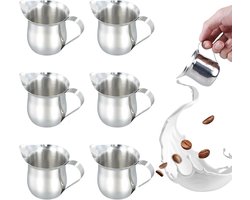 Set van 6 Kleine Melkkannen van 90 ml voor Latte, Cappuccino en Melkschuim, Ideaal voor Latte Art en Sauzen