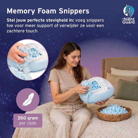 The Night Guard® Eluna Prestige Zwangerschapskussen - Aanpasbaar Voedingskussen - Zijslaapkussen met Traagschuim Snippers - Verkoelend & Wasbaar van Merkloos — afbeelding 2