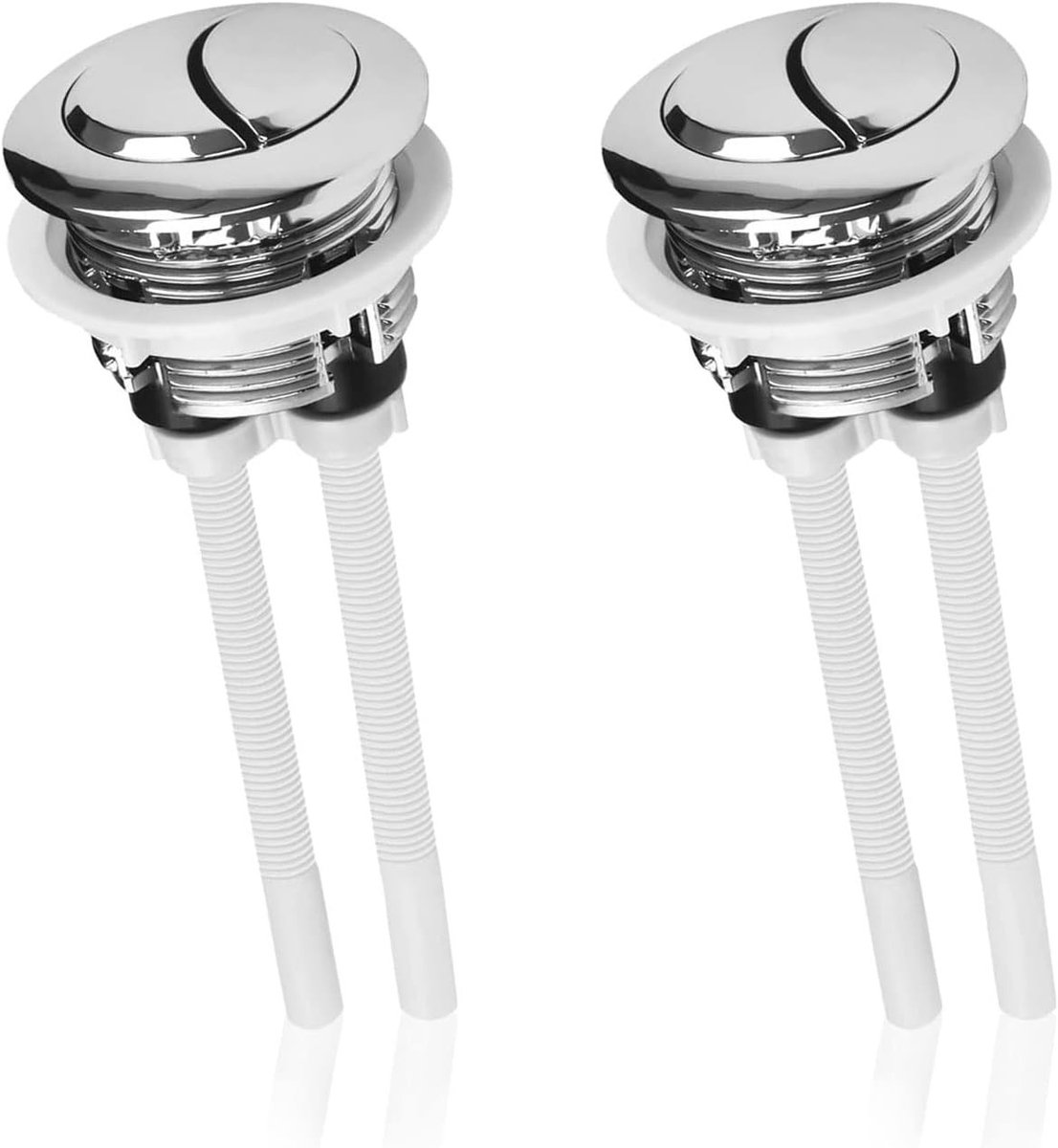 Set van 2 Universele Toilet Spoelknop - Zilveren Dubbele Drukknop voor Reparatie en Vervanging (38 mm)