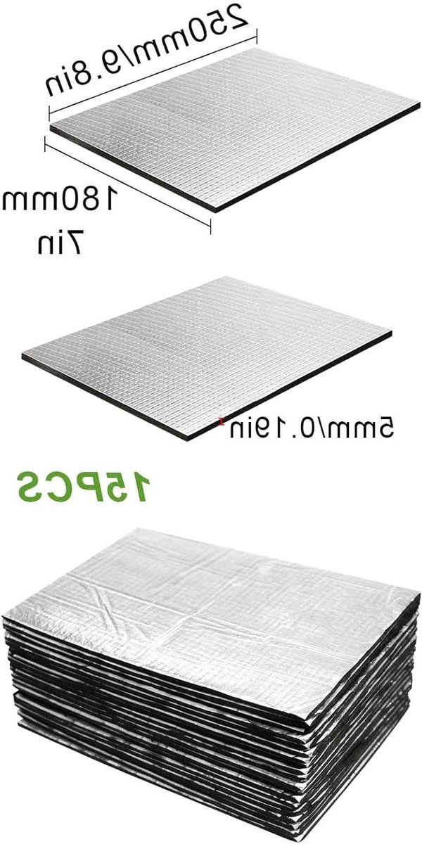 Pack van 15 geluidsisolerende matten, 25 x 18 cm x 5 mm, zelfklevende isolatiematten voor auto, geluidsisolatie, warmte-isolatie, geluidsdemping, foam isolatie — afbeelding 5