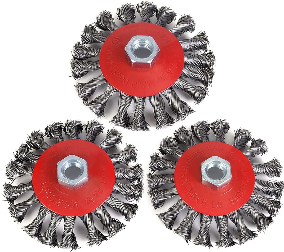 Hoekslijper 125 mm met Draadborstel M14, 5 Inch Borstelset voor Schoonmaken en Ontroesten (3 Stuks)