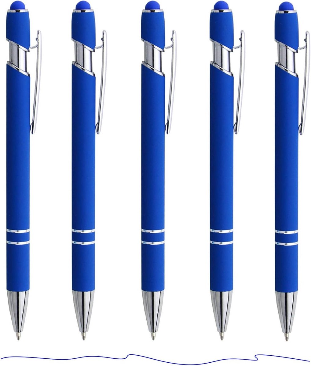 Ergonomische Balpen met Blauw Inkt, Antislip Handvat, Metalen Pen Set voor Kantoor en Thuis, 0.7 mm Dikte