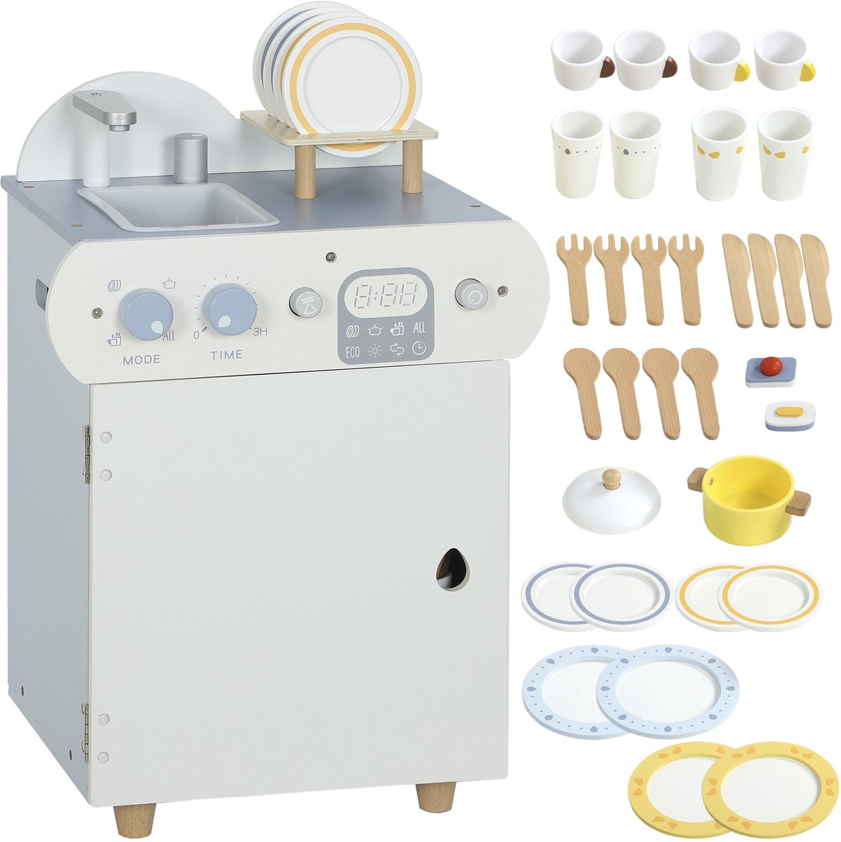 AIYAPLAY Speelkeukenset voor kinderen MDF, grenenhout 36L x 26B x 52H cm Blauw