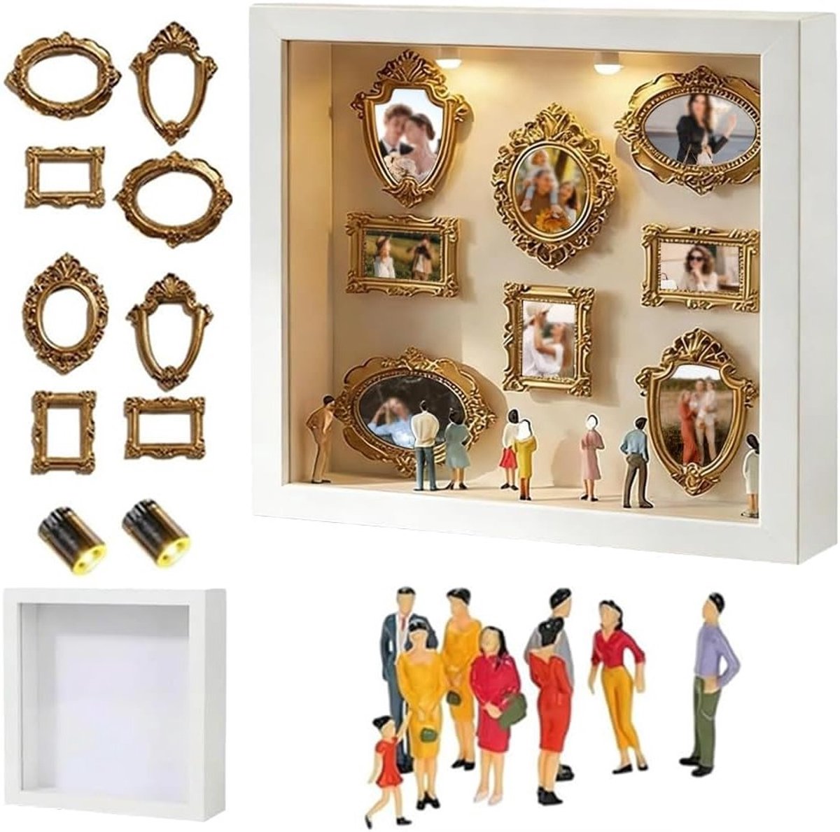 Mini Museum Silhouette Box met Verlichting - Creëer een Uniek Herinneringen Museum voor Verjaardag en Bruiloft, Perfect als Cadeau voor Elke Gelegenheid