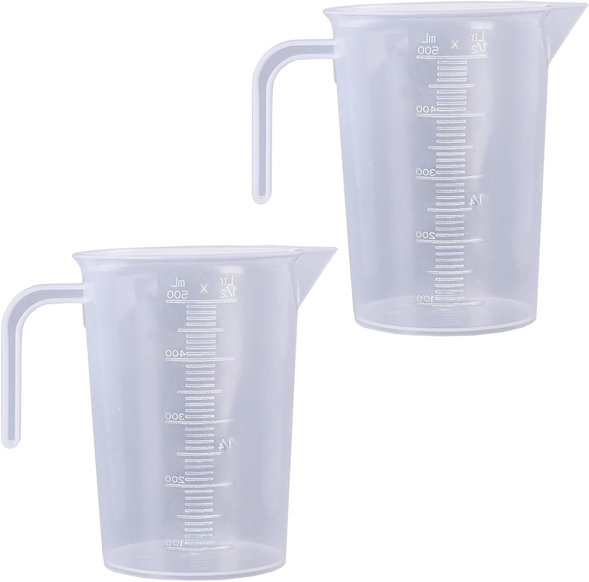 Set van 2 Maatbekers 500ml Hittebestendig Nauwkeurig Meten