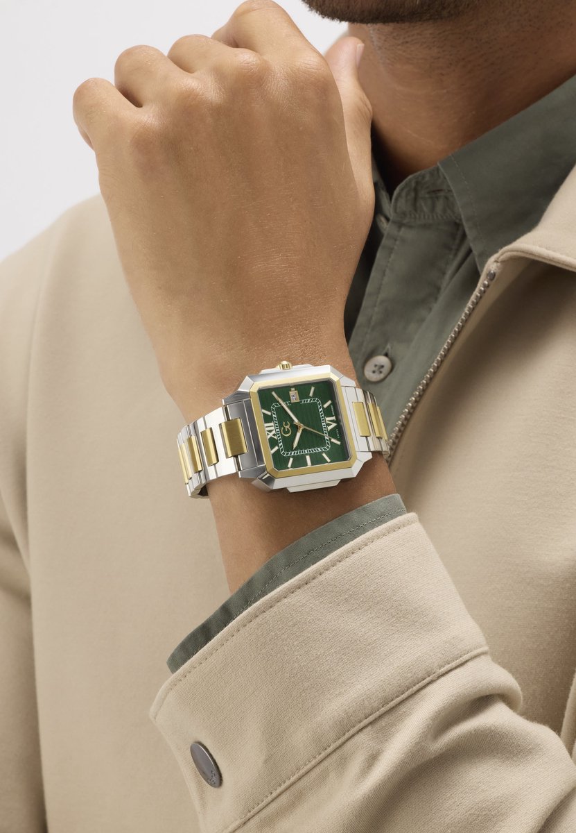 Gc Gc Squarecut Quartz Analoog Horloge Zilvertint En Geelgoudtint Behuizing: 100% Roestvrij Staal | Armband: Roestvrij Staal 41 mm Z74001G4, Z74003G7, Z74004G9