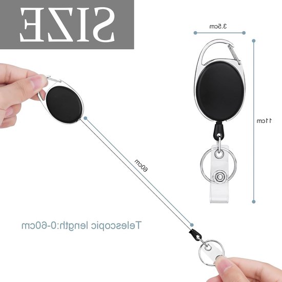 Badge Reel Set van 6 Stuks, Retractable ID Kaarthouder met Clips, Sleutelring en Riemclip voor Werk en Evenementen — afbeelding 5