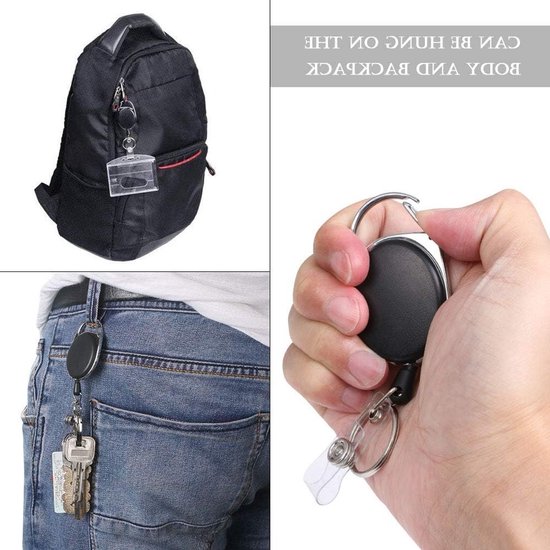 Badge Reel Set van 6 Stuks, Retractable ID Kaarthouder met Clips, Sleutelring en Riemclip voor Werk en Evenementen — afbeelding 3