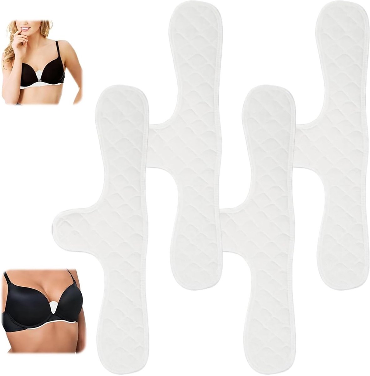 Herbruikbare katoenen bh-pads voor zweetbescherming, anti-sag en onderbust bescherming tegen transpiratie, 4 stuks