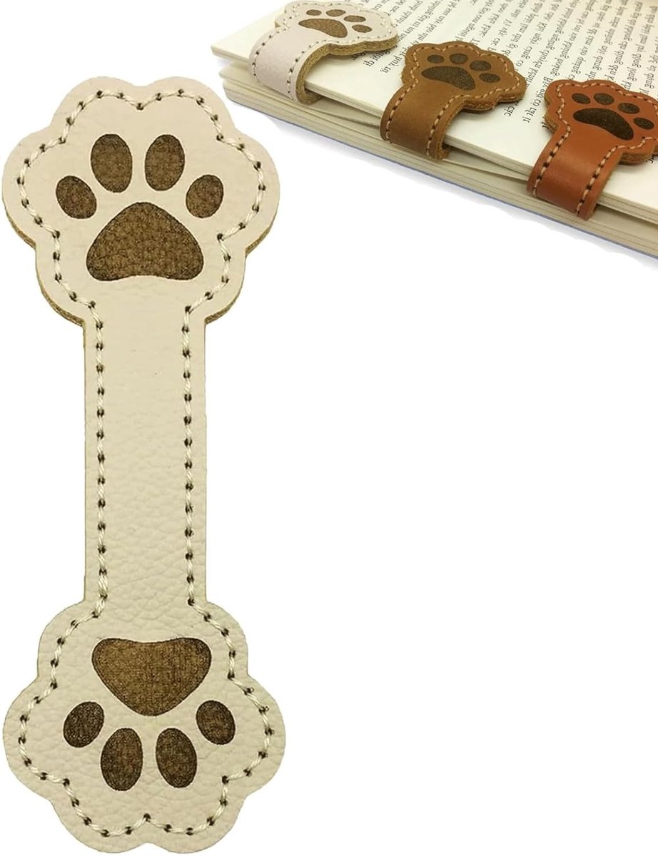 Magnetische Boekenlegger met Hondenpootjes van Leer PU, Schattige Boekenclips en Leuke Boekenaccessoires voor Boekenliefhebbers, Perfecte Cadeaus voor Lezers