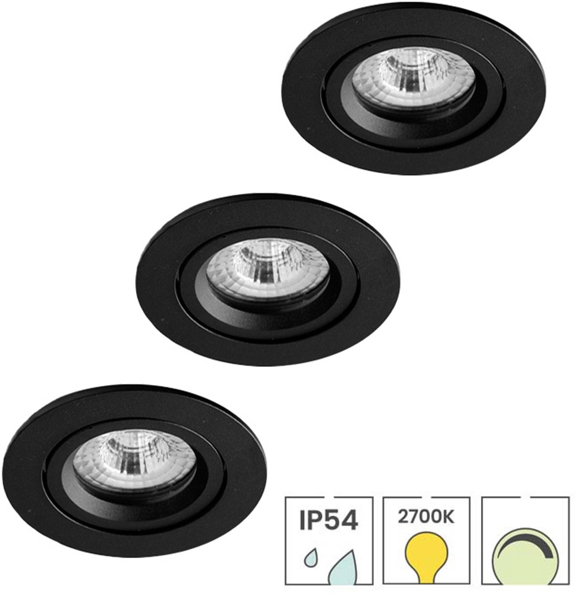 Lybardo - Lage Inbouwspots - 3-pack - 5W - Dimbaar - Waterdicht - Spotjes Inbouw