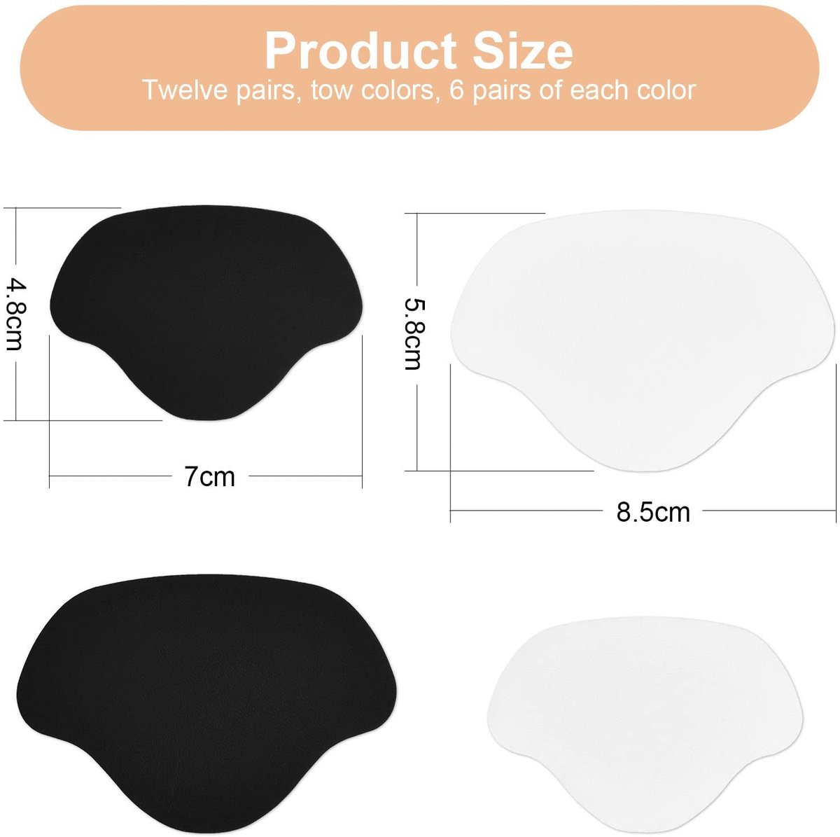 Dailygoods - Hielreparatie - Hakkenschoenen - Zelfklevende hielkussens - Zwart + Wit - Hielbeschermers - Voor dames en heren - Microvezel