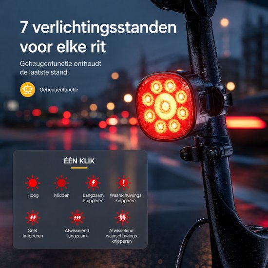 Sounix Fietsverlichting USB oplaadbaar - 8+7 Lichtstanden - IP65 Waterdicht - Voorlicht & Achterlicht - Led Fietslamp - Valbestendig - Koplamp fiets - Fietslampjes - Fietslichten - Zwart van Sounix — afbeelding 2