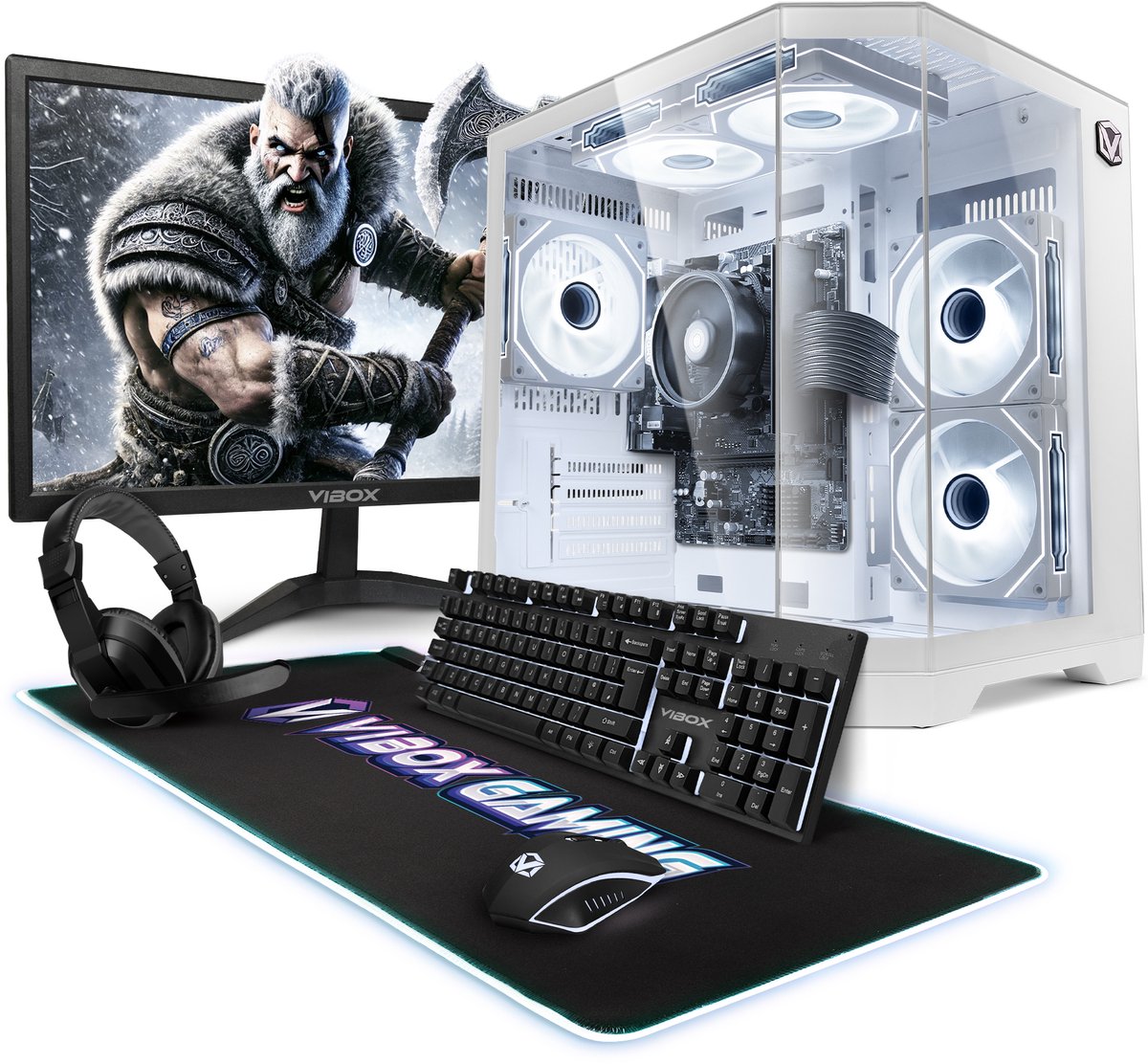 Vibox Gaming PC Set - Ryzen 3 3200G - Onboard Videokaart - 16GB RAM - 1TB SSD - Windows 11 - WiFi 6 + Bluetooth 5.4 - 22" Monitor + Accessoires