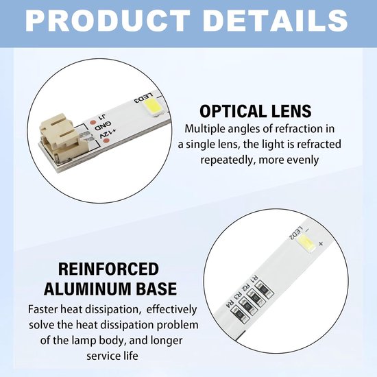 4-delige LED-lichtstrips voor koelkasten - LED-lichtstrips voor koelkasten, ter vervanging van de originele verlichting, voor optimale voedselverlichting. — afbeelding 2