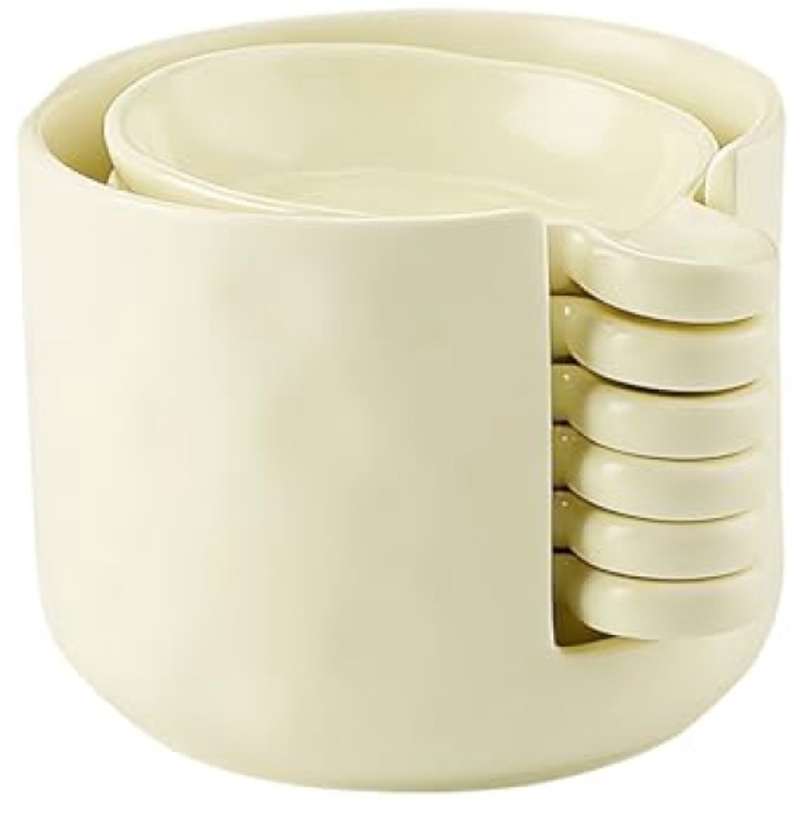 Set van 6 keramische dipschaaltjes met handvat en opbergdoos, geel