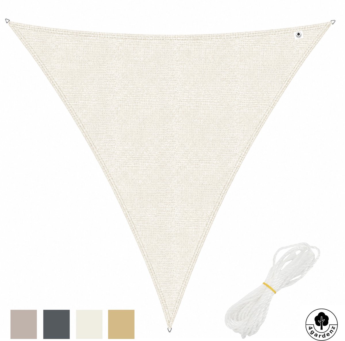 4gardenz Schaduwdoek Waterdoorlatend Driehoek 3x3x3 mtr - Crème