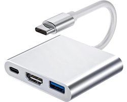 USB C naar HDMI-adapter, 3-in-1 USB C HDMI multiport adapter, 4K30Hz HDMI USB 3.0-poort, Thunderbolt 3/4 compatibel, 100W HDMI naar USB C oplader voor MacBook Pro iPad Pro Air Galaxy S20 Dell XPS 13