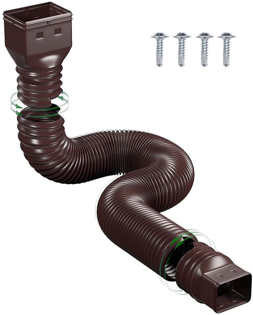 Store_7 - Downspout Extender - Flexibele Regenwaterafvoerpijp - Houd de grond droog - Bruin - Overstromingspreventie - Geschikt voor tuin - 20in to...