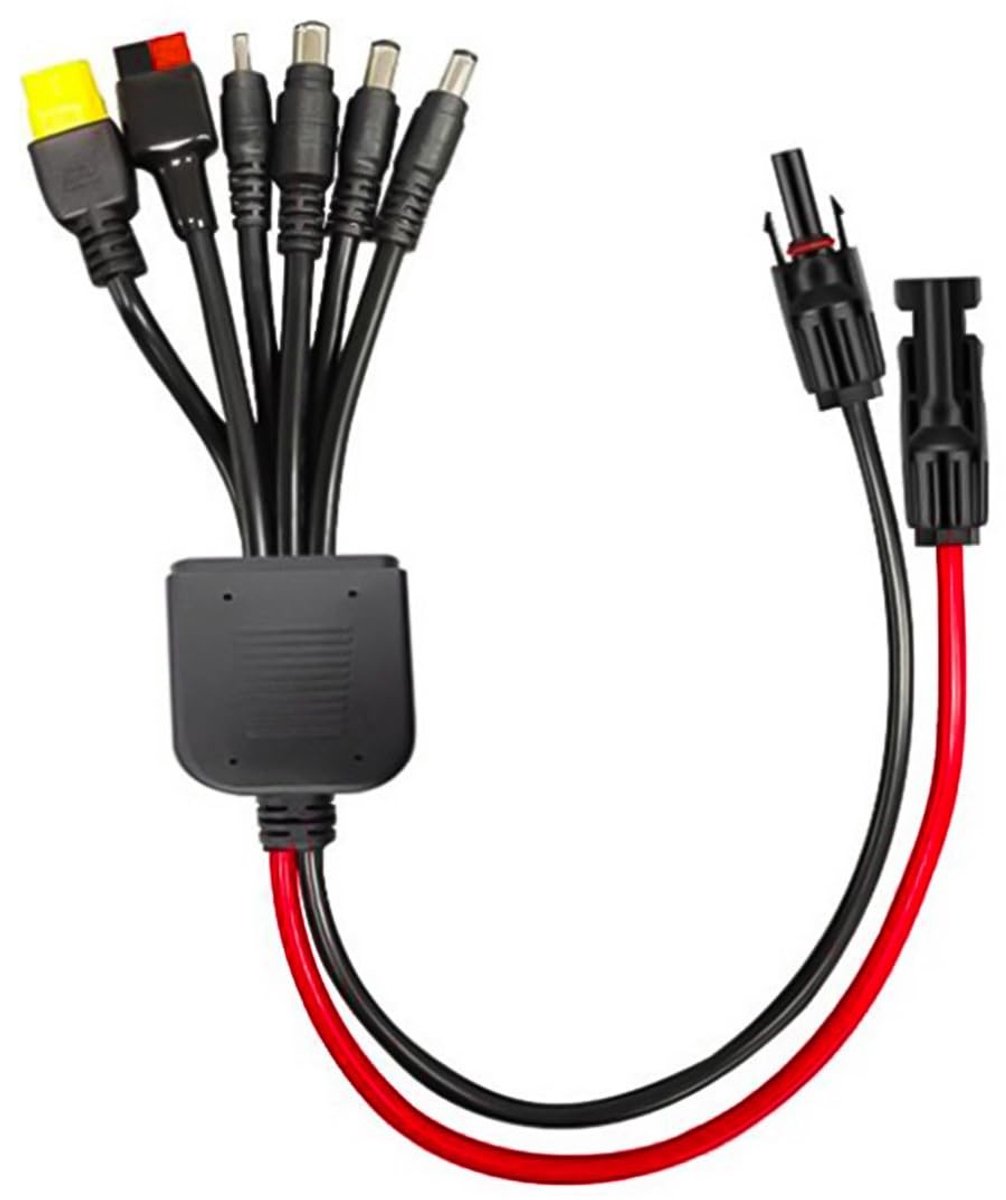 Elzusha - Solar Kabel Adapter 6-in-1 - Universele Oplader - Voor Zonnepanelen - Multifunctioneel - Duurzaam - Geschikt voor zonnepanelen - Kleur zwart