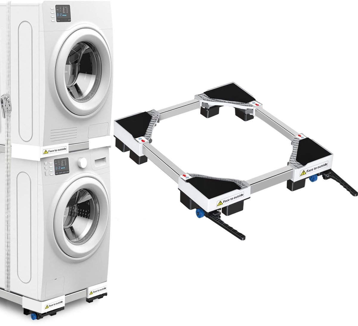 Zeynomax - Universele wasmachinebasis - Roltransporteur - Anti-vibratiefunctie - Verstelbaar formaat - Geschikt voor wasmachines en drogers - Belast..