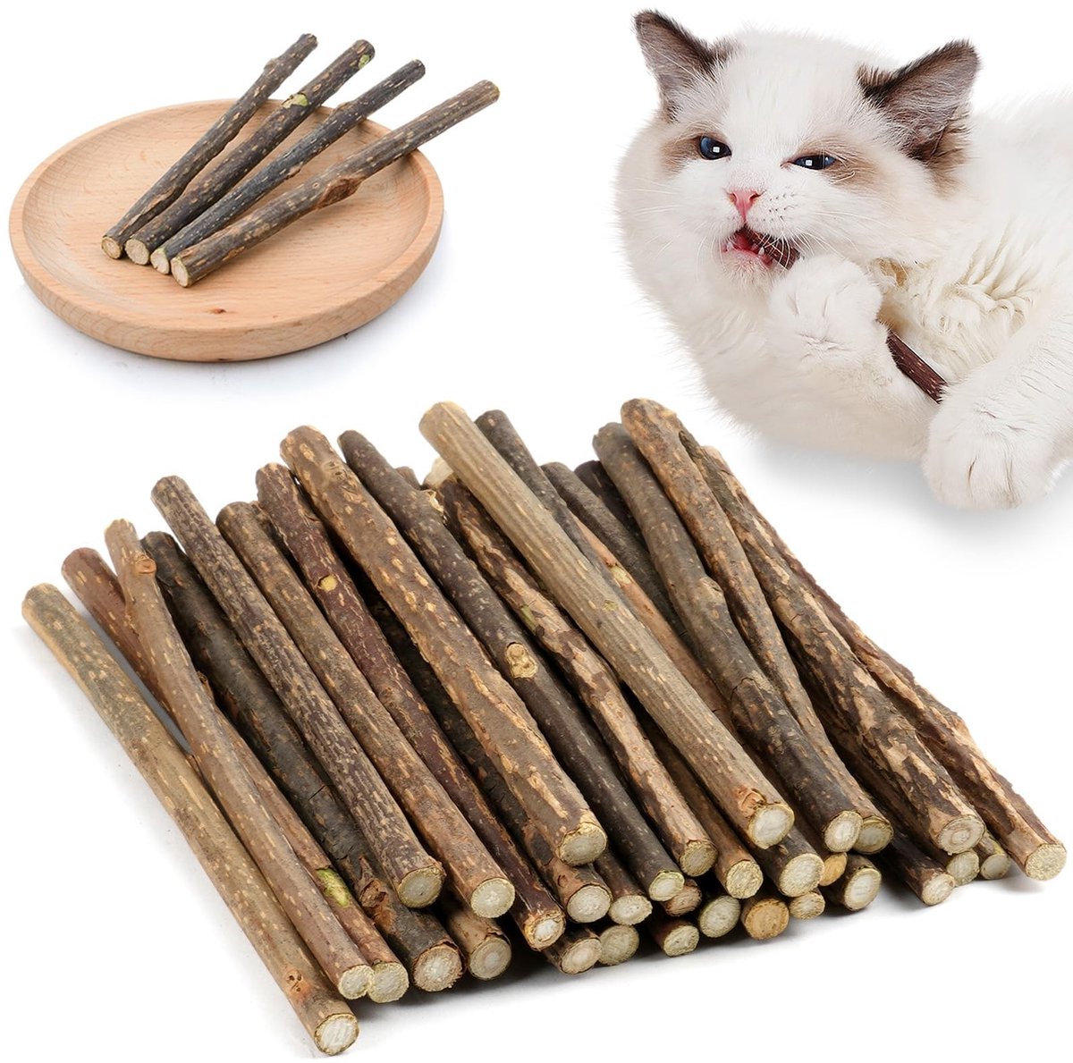 Jhubersproducts - Catnip Sticks - Kauwspeeltjes voor Katten - Natuurlijke Verzorging - Set van 32 Stuks - Tandverzorging Sticks - Geschikt voor Volwas