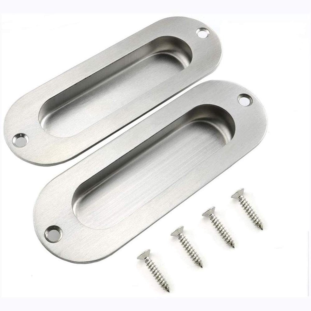 Jhubersproducts - Oval Flush Deurtrekkers - Inbouw Handgrepen - 2 Pack - Roestvrij Staal - Verborgen Handgrepen - Geschikt voor Kasten en Lades
