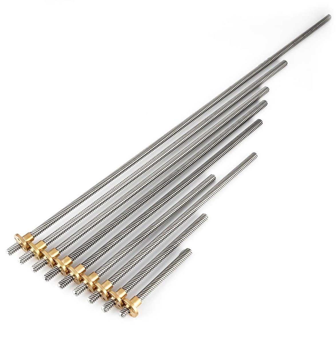 Jhubersproducts - T8-schroefstang - 8 Mm Trapeziumvormige Draadstang - Roestvrij staal - Duurzaam en Betrouwbaar - Geschikt voor 3D-printer - 300mm