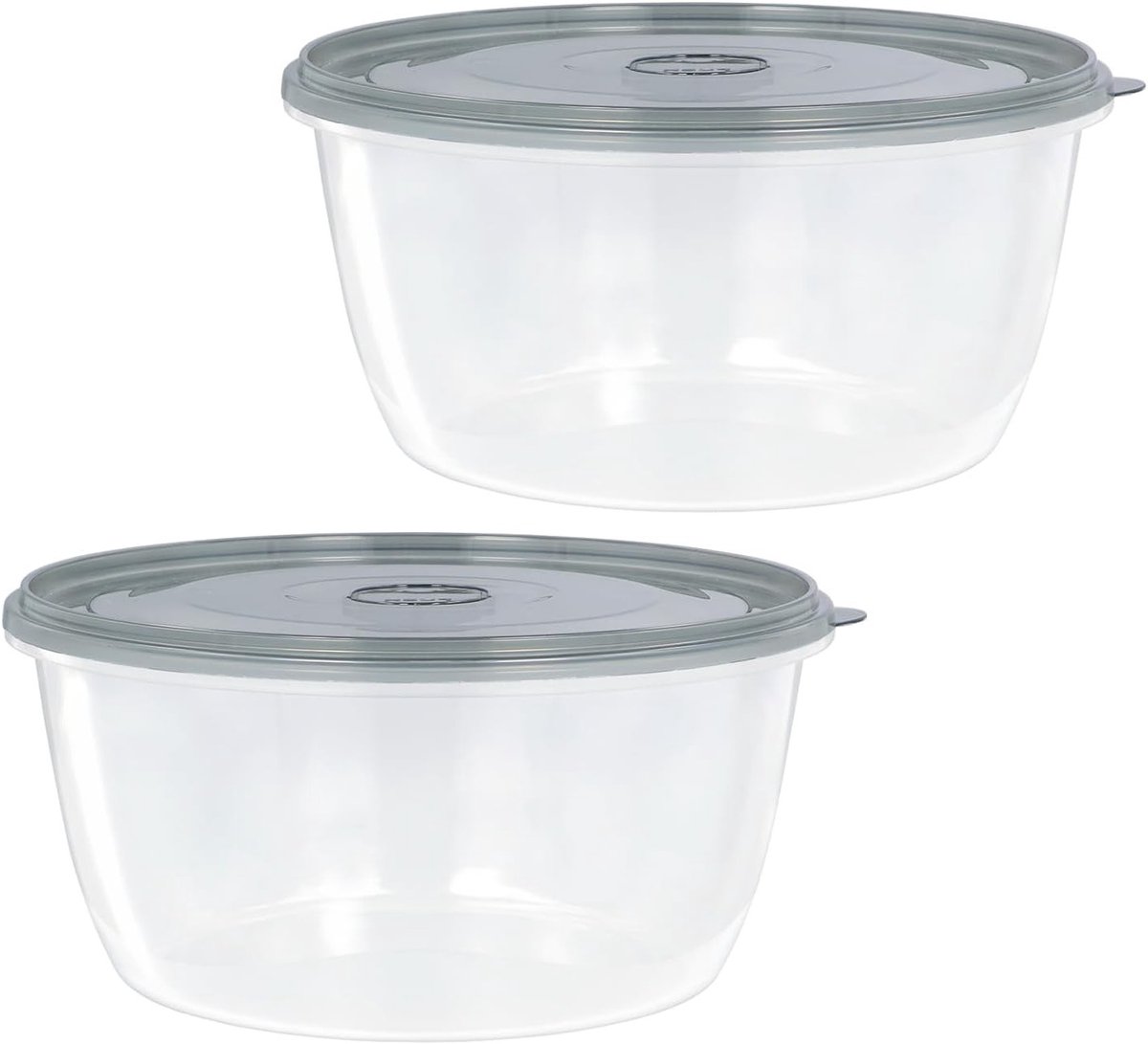 Set van 2 Ronde Voedselcontainers met Deksel, Luchtdicht, BPA-vrij, Stapelbaar, Geschikt voor Vaatwasser, Vriezer en Magnetron (2200ml)