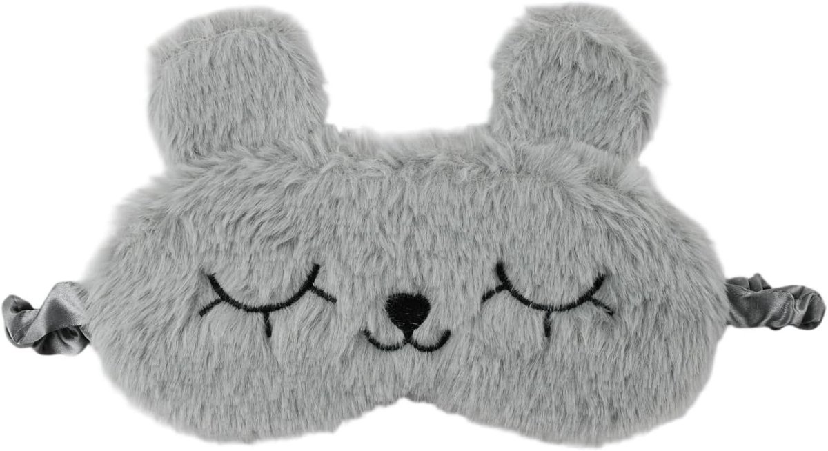 SnelShoppen - Schattig Konijnen Slaapmasker voor Kinderen, Pluche Slaapmasker, Zacht en Huidvriendelijk, Grijs, Ideaal voor Thuis en Reizen
