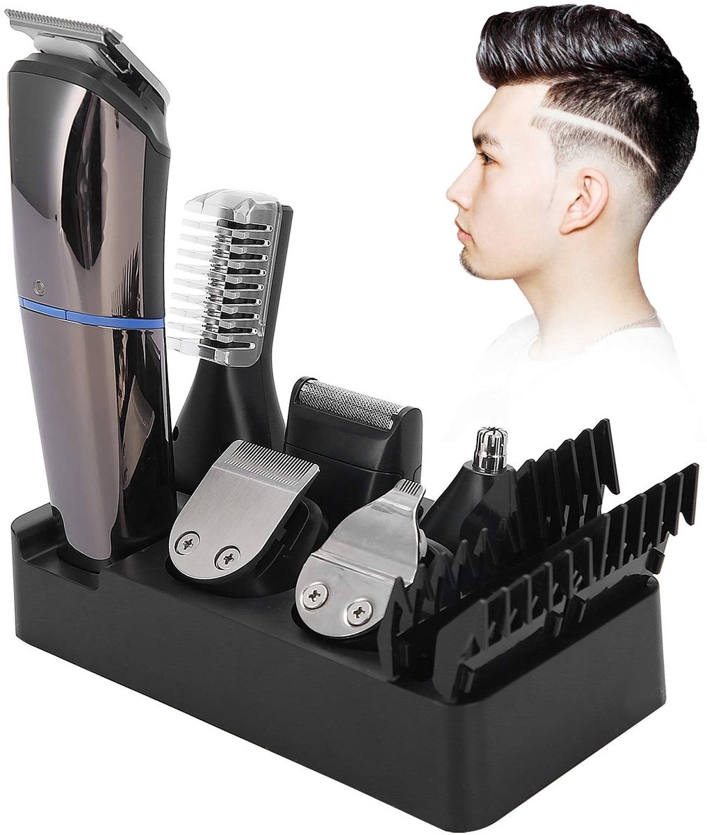 Jhubersproducts - 6 In 1 Elektrische Tondeuse - Multifunctionele Trimmer - USB Oplaadbaar - Haar en Wenkbrauw Trimmer - Compact en Lichtgewicht - Gesc