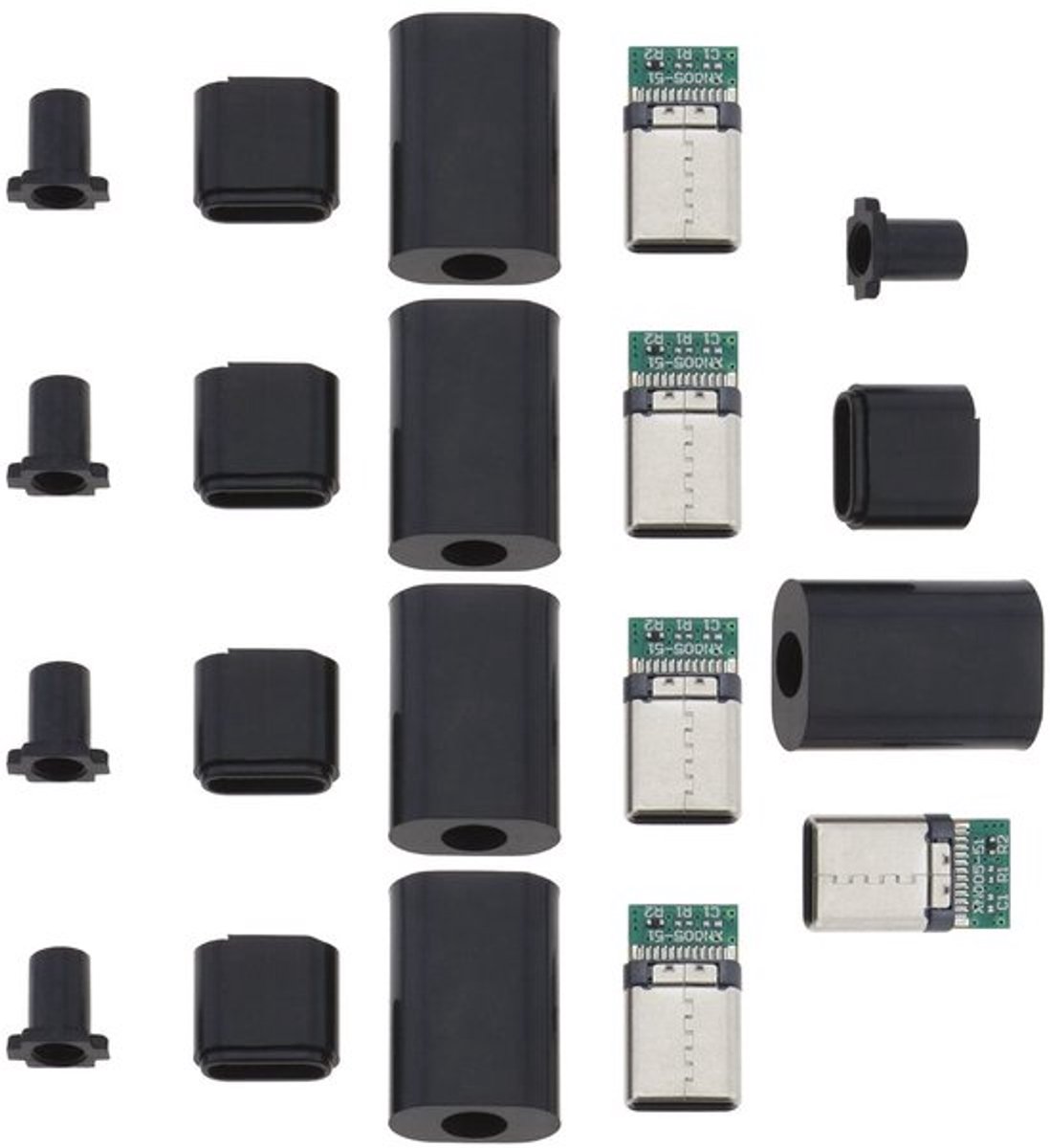 5 Set USB 3.1 Type-C DIY Male Plug Connector Vervanging DIY 24pin USB 3.1 Type C USB-C Male OTG Host Type 5.1k Weerstand Elektrische Accessoires Zwart